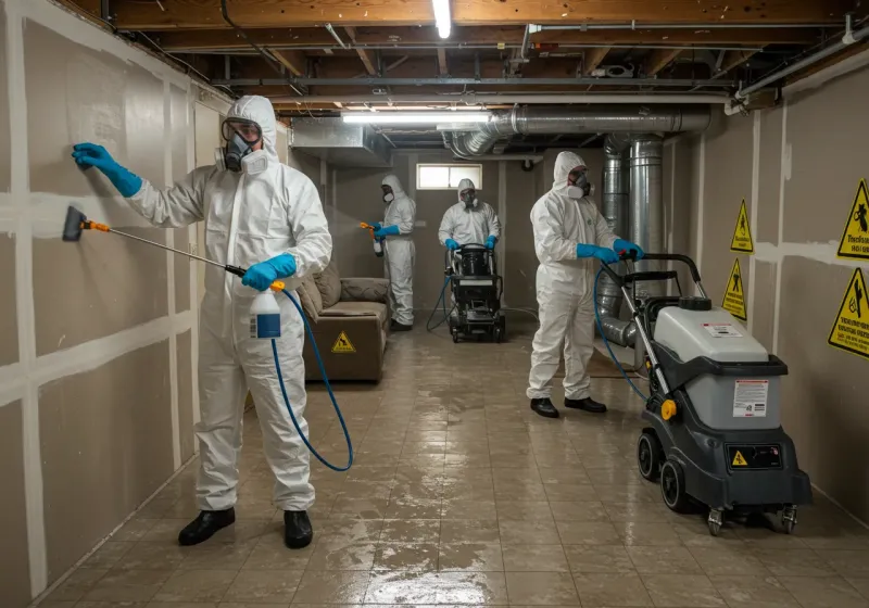 Basement Moisture Removal and Structural Drying process in North Amherst, MA